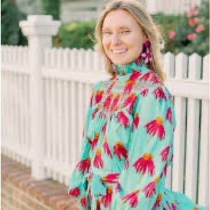 Victoria Dunn bright blufton smocked blouse